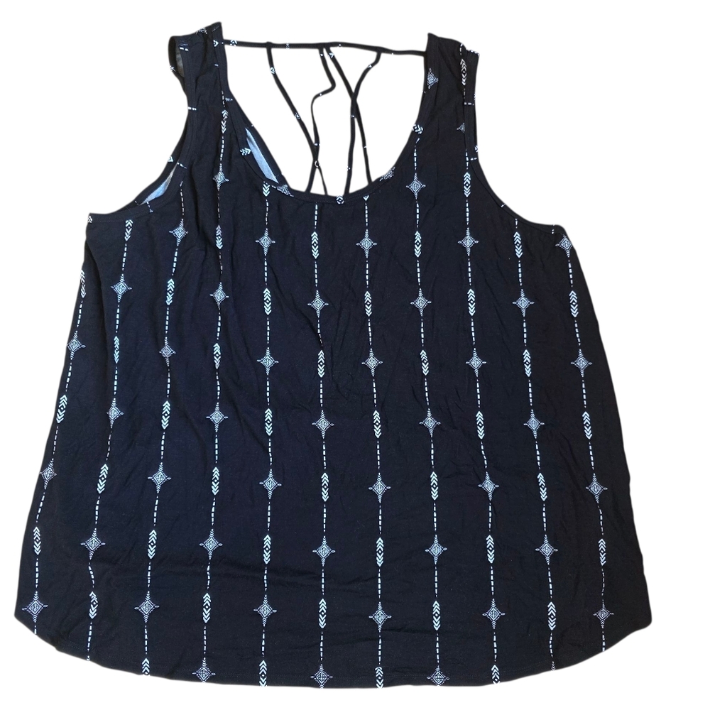 Devoted Luxury Apparel Black & White Print Tank Top With Strappy Back Size 2X